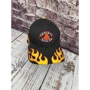 Central Boiler Black Adjustable Baseball Hat Cap Embroidered Flames